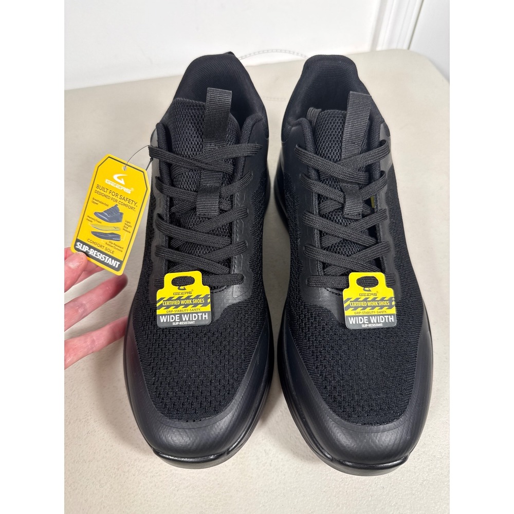 Geers 5580 Mens Work Shoes Black Wide Width Slip Resistant Sneakers Size 12